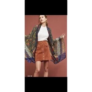 Anthropologie Kimono One Size chiffon floral Kimono Boho Resort Beach